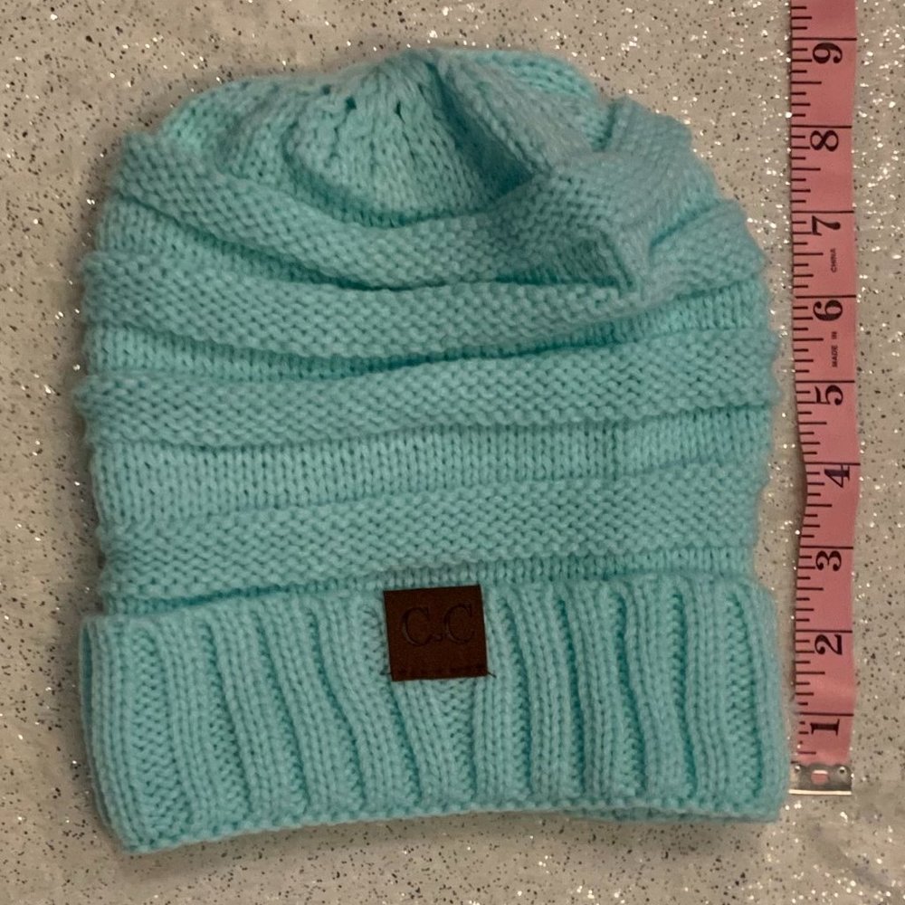 Ladies AQUA Knit Winter Beanie Hat - Picture 5 of 8